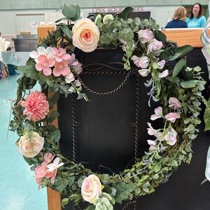 Handmade Real Eucalyptus Wreath with Pink and Green Accents